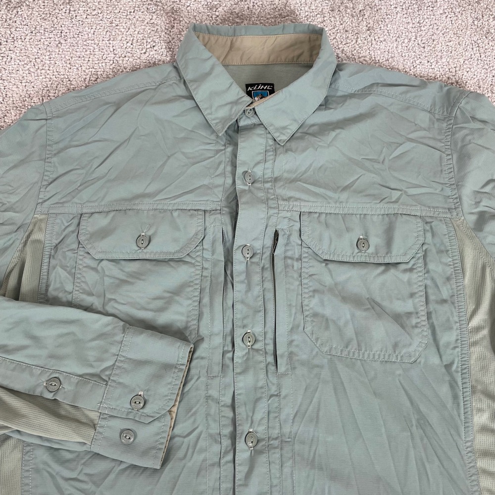 Kuhl Hiking Shirt Mens Large Thrive Vented Zip Pocket Stretch Sides Roll Sleeve